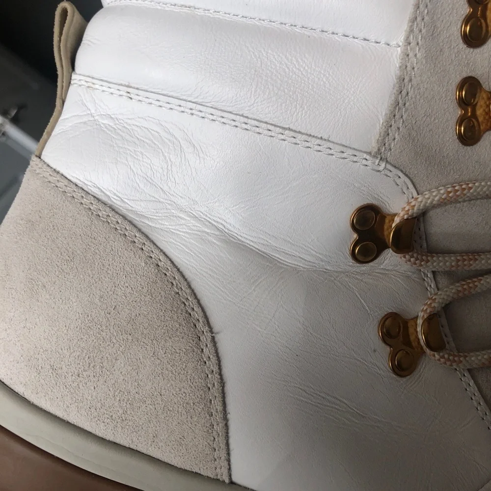 Veronica Beard Galina Boot In White And Snow Leather Lace up Boots Size 10.5
